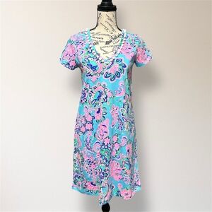 Lilly Pulitzer Blue Horizon Jungle Sunrise Mini Dress Short Sleeve Resort XS